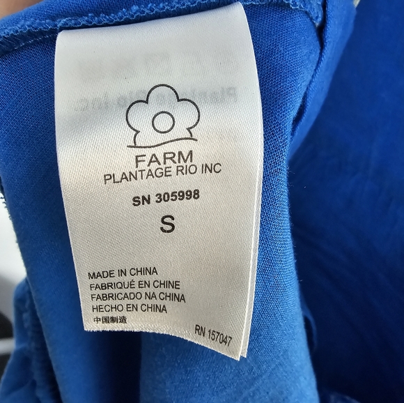 Farm Rio Knotted Linen Blue Midi Dress Size Small - Picture 7 of 8